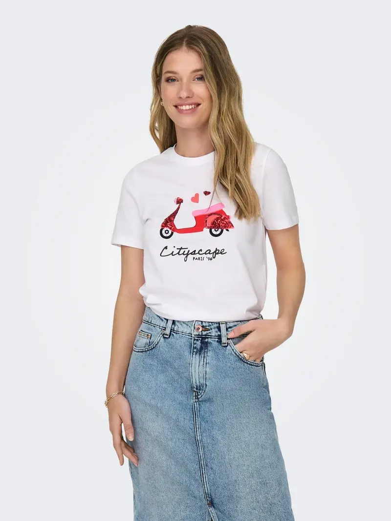 ONLY T-SHIRT KITA LIFE REG SHORT SLEEVES HEART TOP BOX DONNA 15316574 BWC