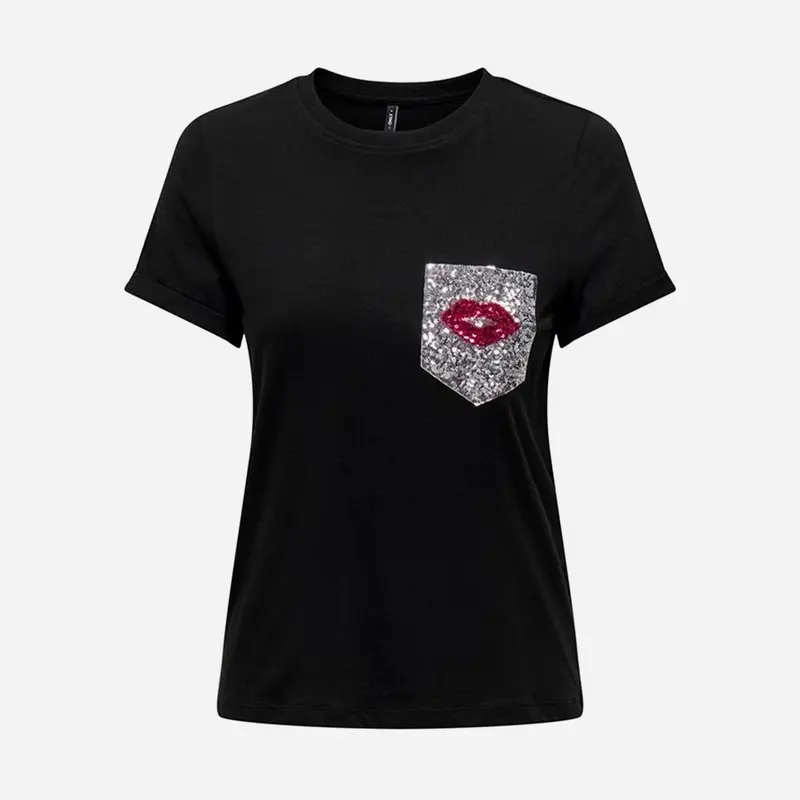 ONLY T-SHIRT NINKA LIFE SHORT SLEEVES POCKET DONNA 15315355 BLK