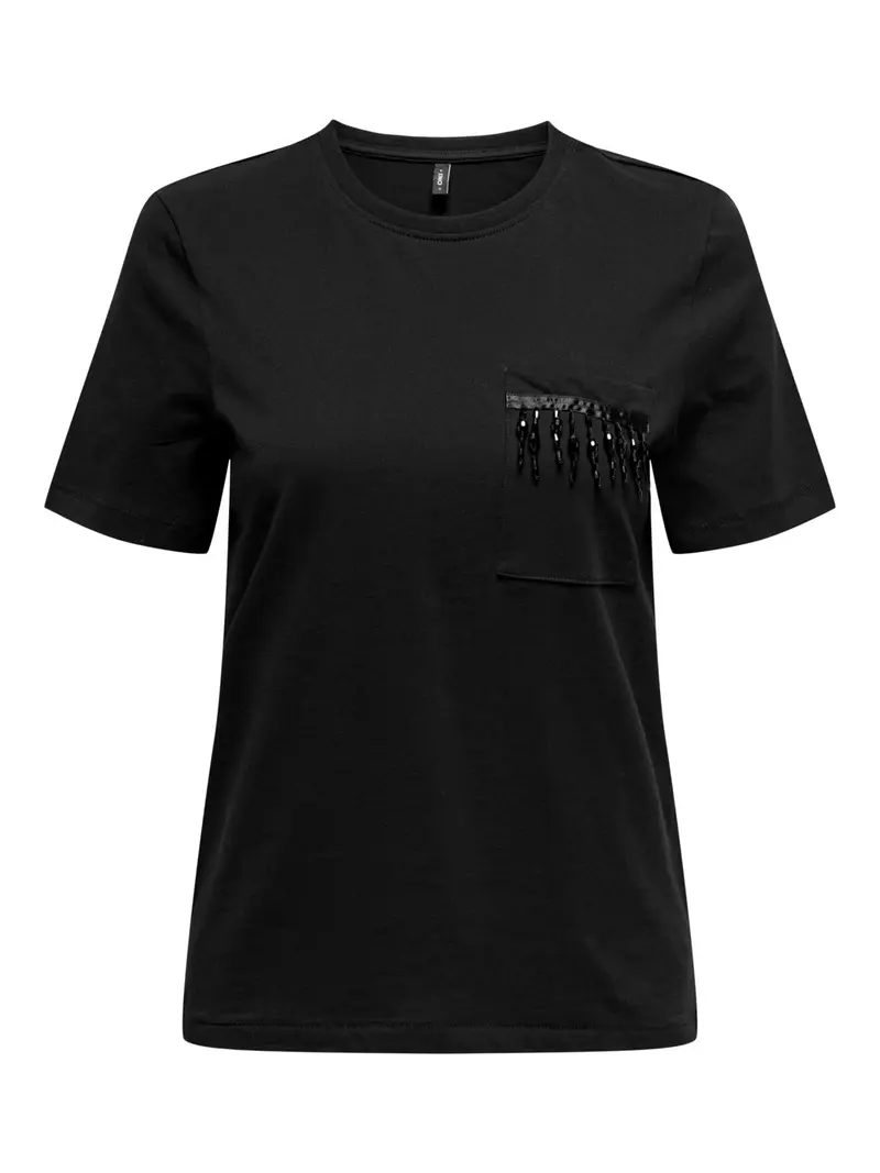 ONLY T-SHIRT TRIBE LIFE SHORT SLEEVES POCKET DONNA 15315348 BLK