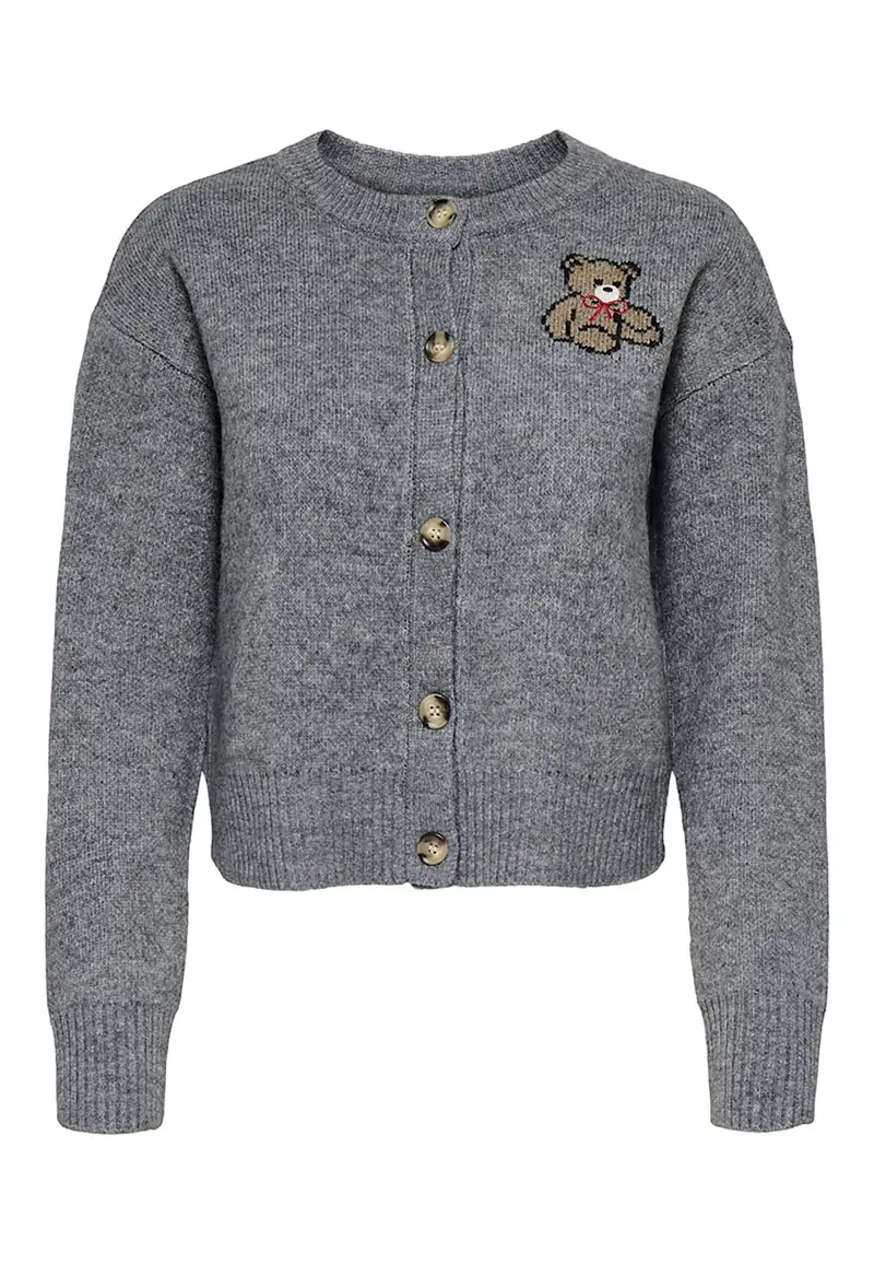 ONLY TEDDY CARDIGAN CON GRAFICA ORSO PICCOLA SUL DAVANTI E GRAFICA GRANDE SUL RETRO DONNA 15357743 MGM