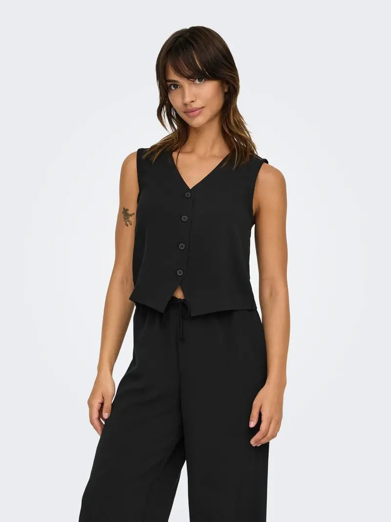 ONLY THANA LIFE GILET CON BOTTONI DONNA 15338924 BLK