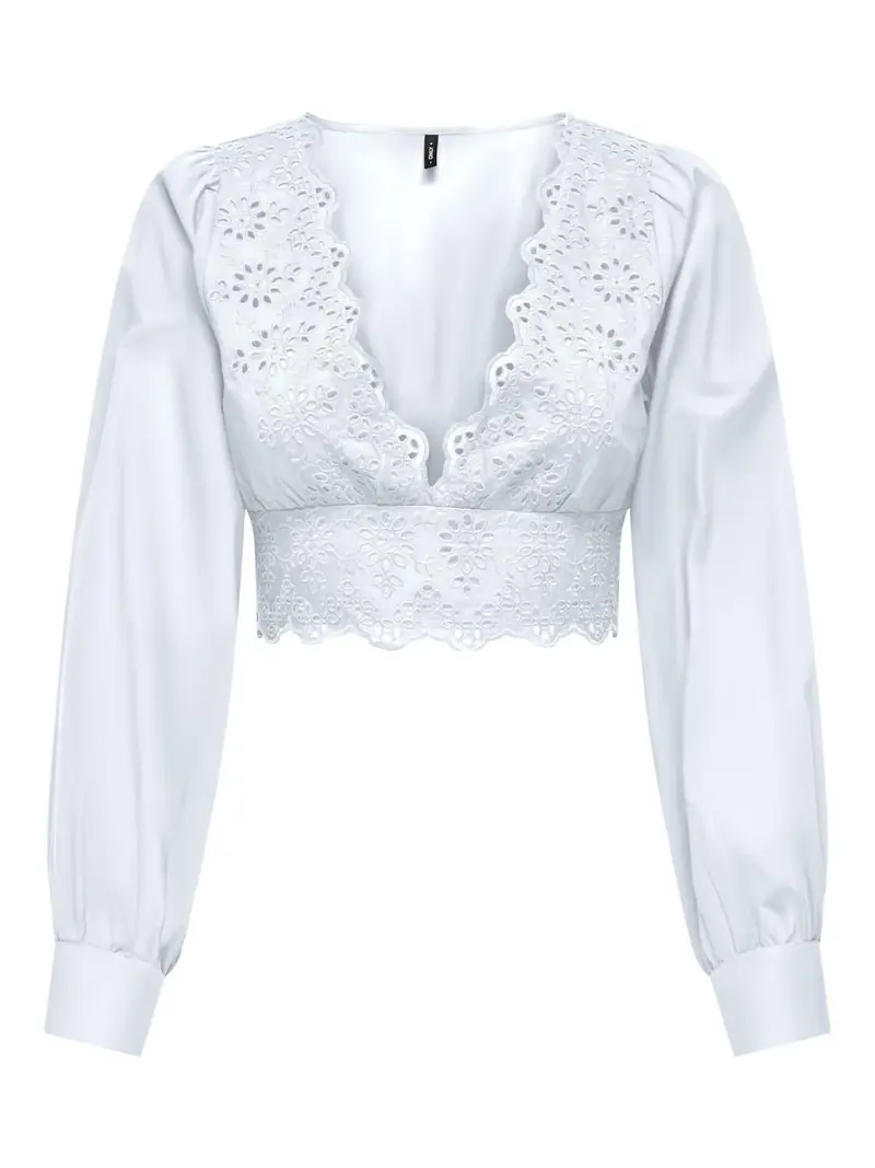 ONLY TOP CON RICAMO E SCOLLO A V LOU 15313170 BGW