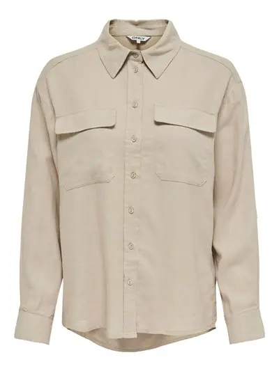ONLY W CARO L/S OVS LINEN BL SHIRT 15278795