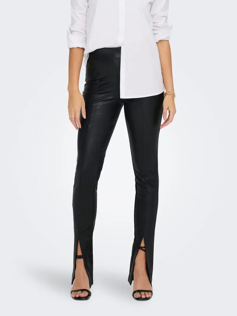 ONLY W LEGGINS PAPAYA FAUX LEATH SLIT 15290415