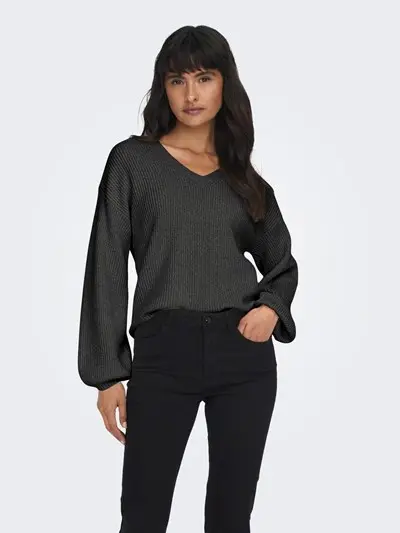 ONLY W MAGLIONE KATIA LONG SLEEVE LOOSE RIB V-NECK CC KNT 15294086