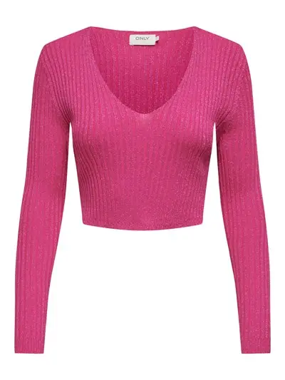 ONLY W PULLOVER CHARLOTTE CROP V-NECK GLITTER 15294419