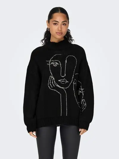 ONLY W PULLOVER VISO LONG SLEEVES JAQUARD HIGH NECK 15302117