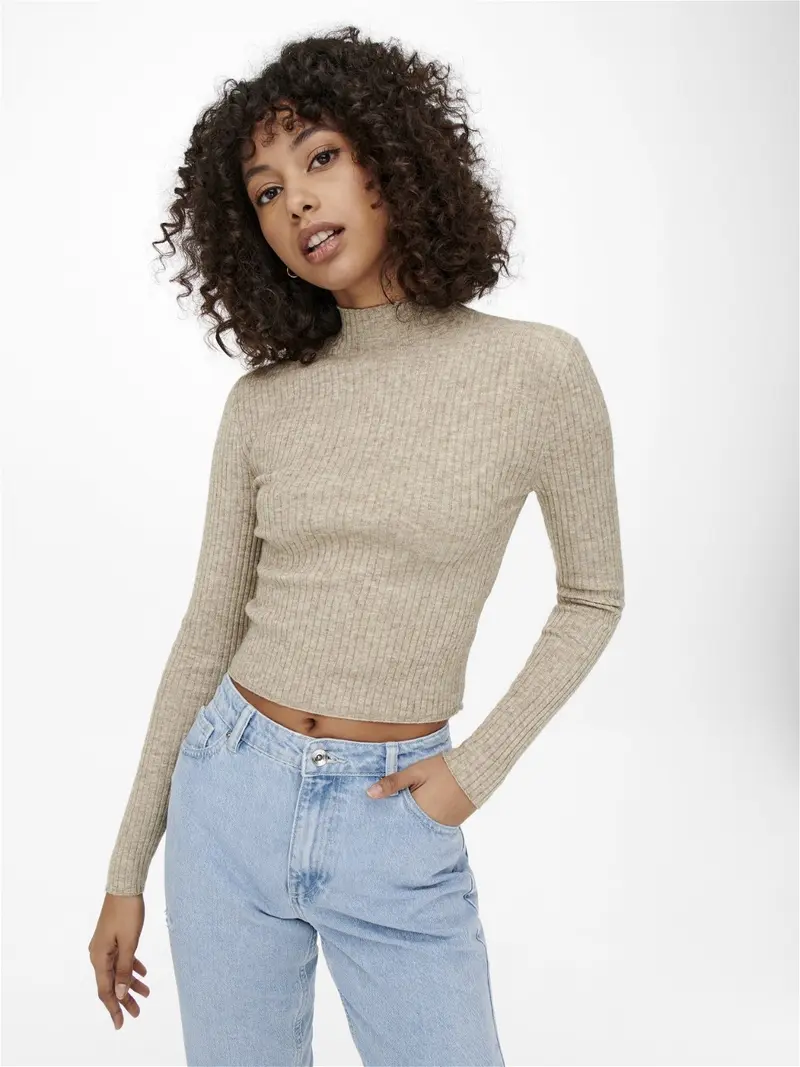 ONLY W TOP GIROCOLLO SINA RIB LONG SLEEVE CROPPED PU 15271540