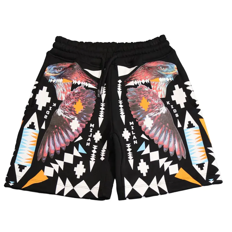 PANTALONCINI MARCELO BURLON COUNTY OF MILAN WINGS BLACK JUNIOR