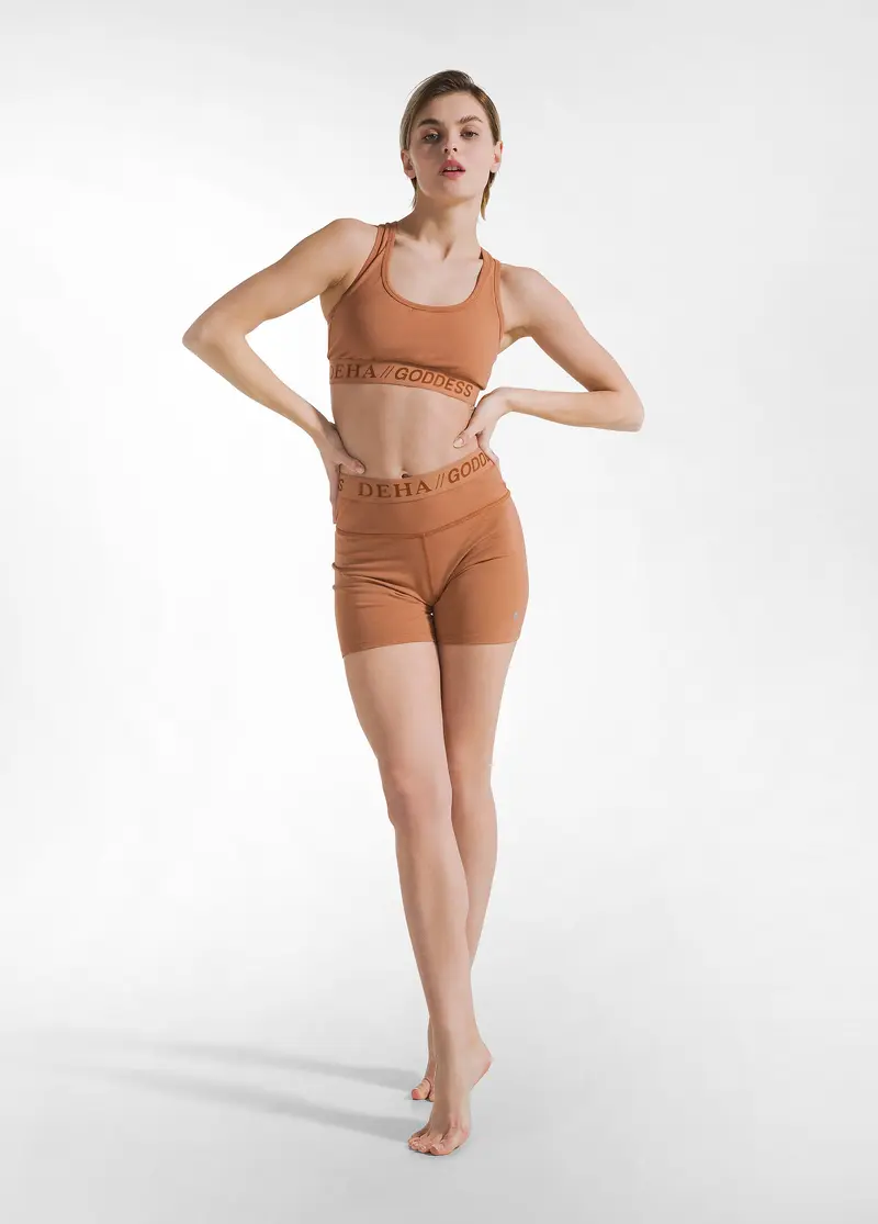 PANTALONCINO SPORTIVO JERSEY STRETCH MARRONE