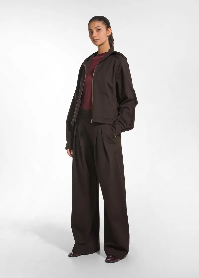 PANTALONE AMPIO PUNTO MILANO CON PENCE MARRONE