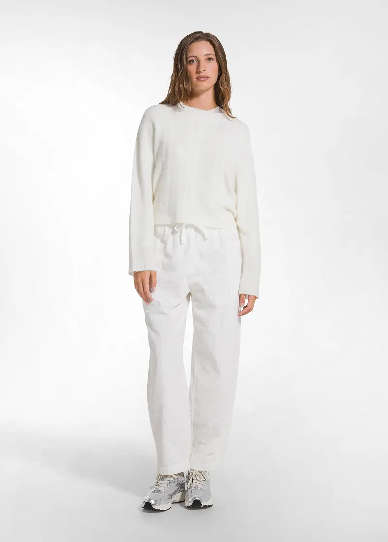 PANTALONE BALLON VELLUTO MILLE RIGHE BIANCO