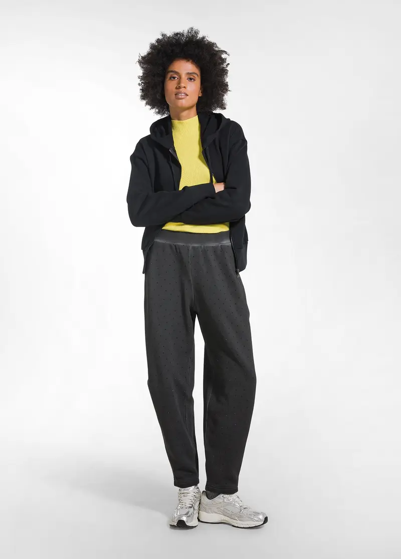PANTALONE BALLOON CON STRASS NERO