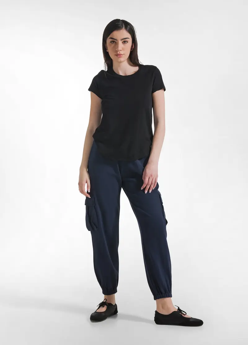 PANTALONE CARGO IN FELPA BLU