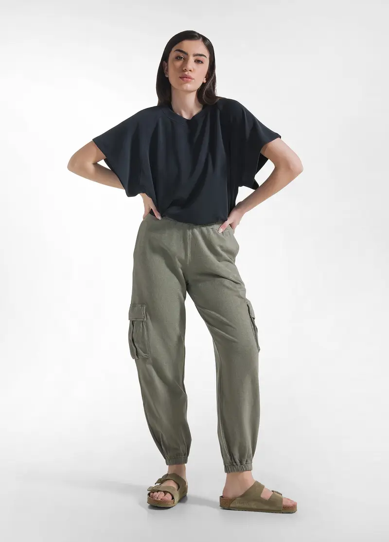 PANTALONE CARGO IN FELPA VERDE