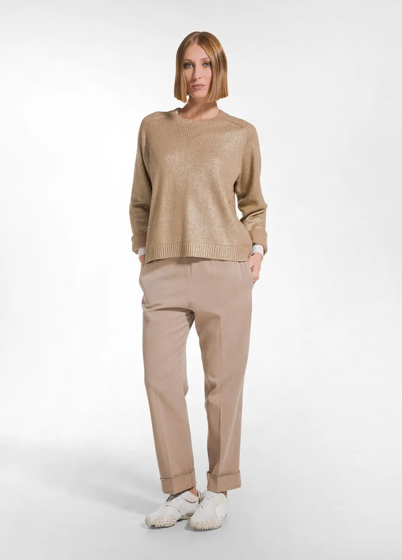 PANTALONE DRITTO CON RISVOLTO MARRONE