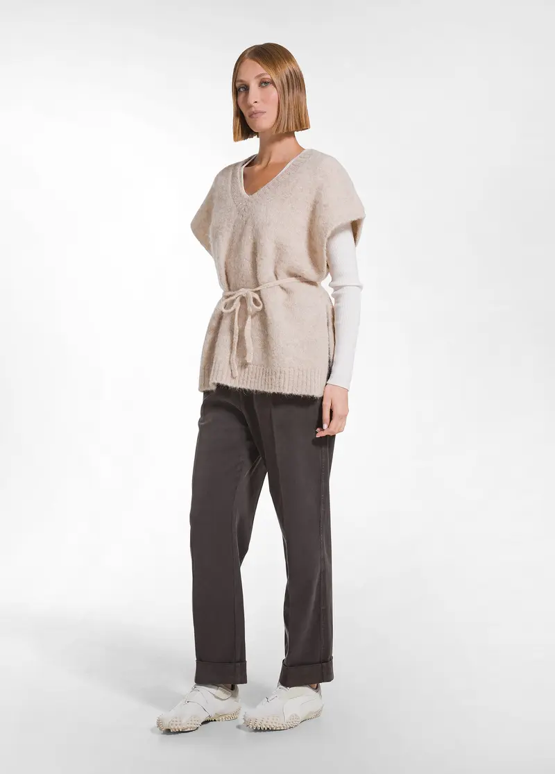 PANTALONE DRITTO CON RISVOLTO MARRONE