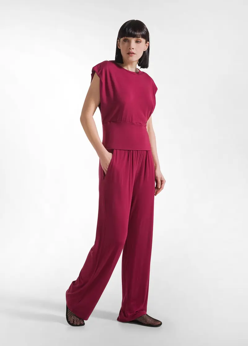 PANTALONE DRITTO IN VISCOSA STRETCH ROSSO