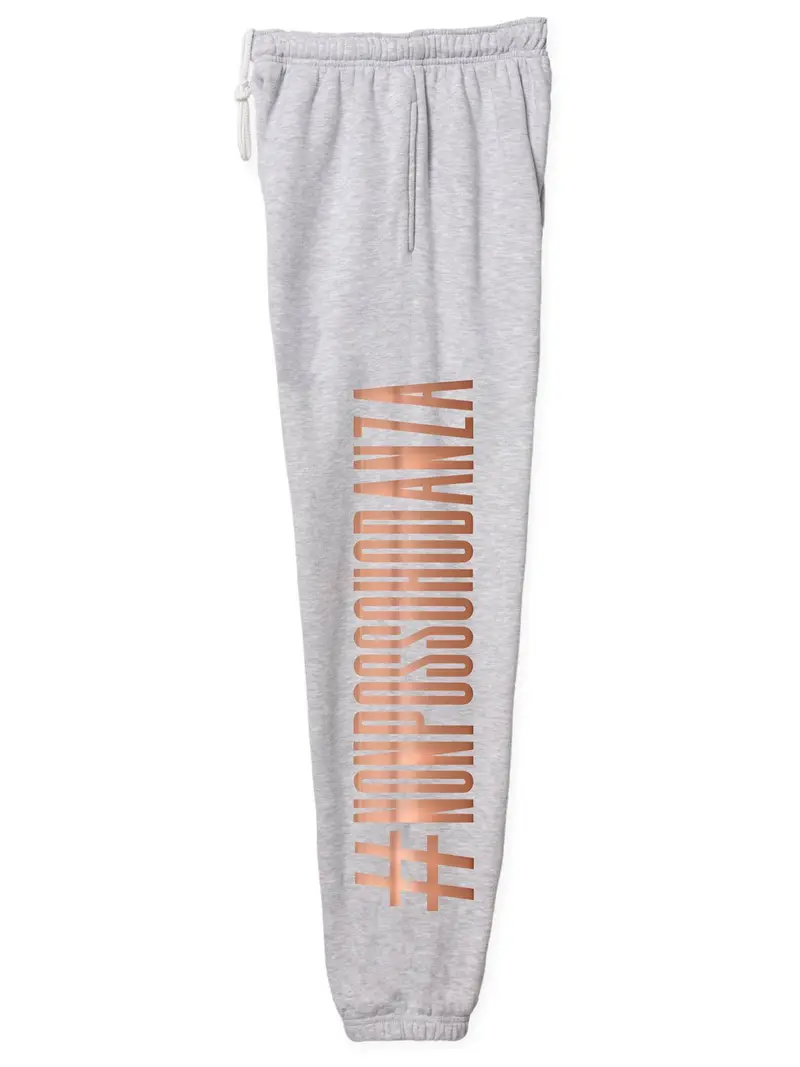 pantalone felpa danza ALVIN HASTAG GRIGIO MELANGE LOGO ORO ROSA