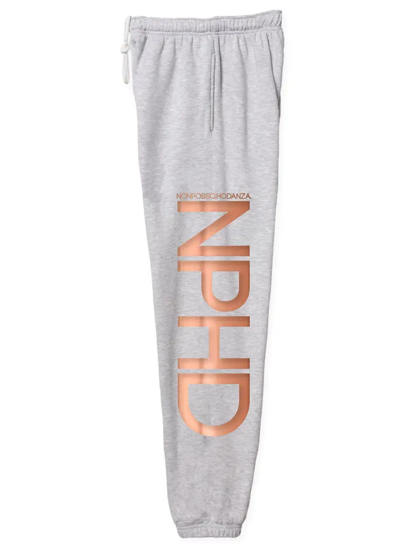 PANTALONE FELPA NPHD GRIGIO MELANGE LOGO ORO/ROSA