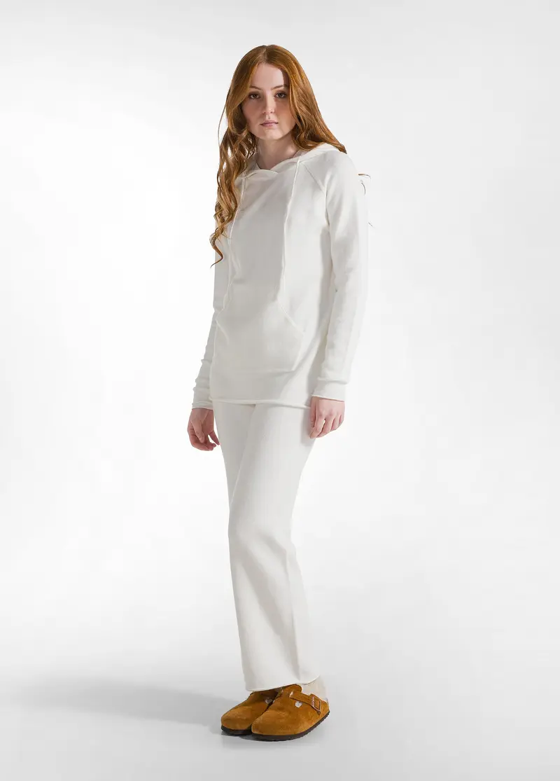PANTALONE GAMBA LARGA IN MAGLIA BIANCO