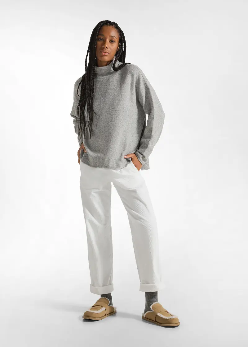 PANTALONE IN VELLUTO CON COULISSE BIANCO