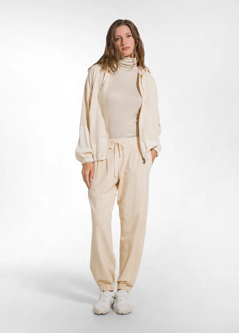 PANTALONE JOGGER COTONE MODAL E RASO BEIGE