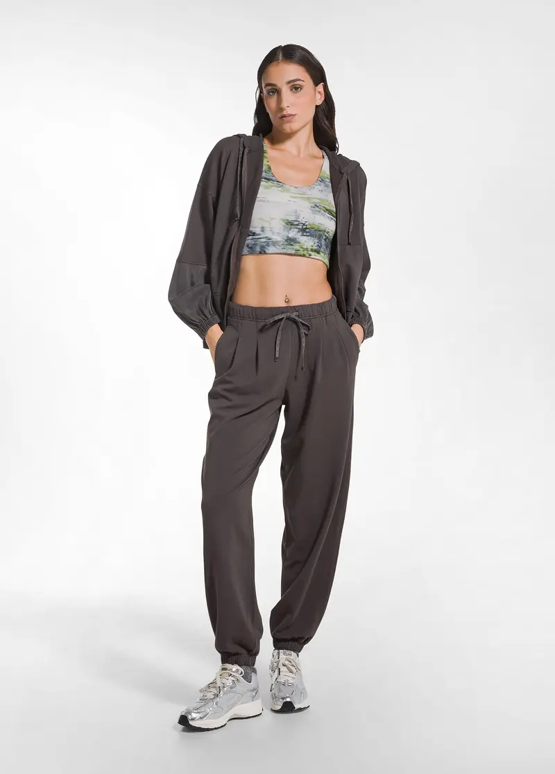 PANTALONE JOGGER COTONE MODAL E RASO MARRONE