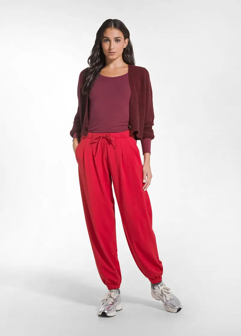 PANTALONE JOGGER COTONE MODAL E RASO ROSSO