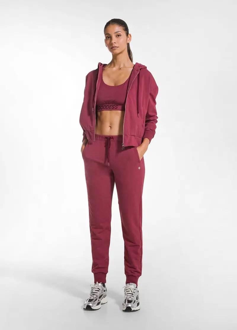 PANTALONE JOGGER IN COTONE STRETCH ROSSO