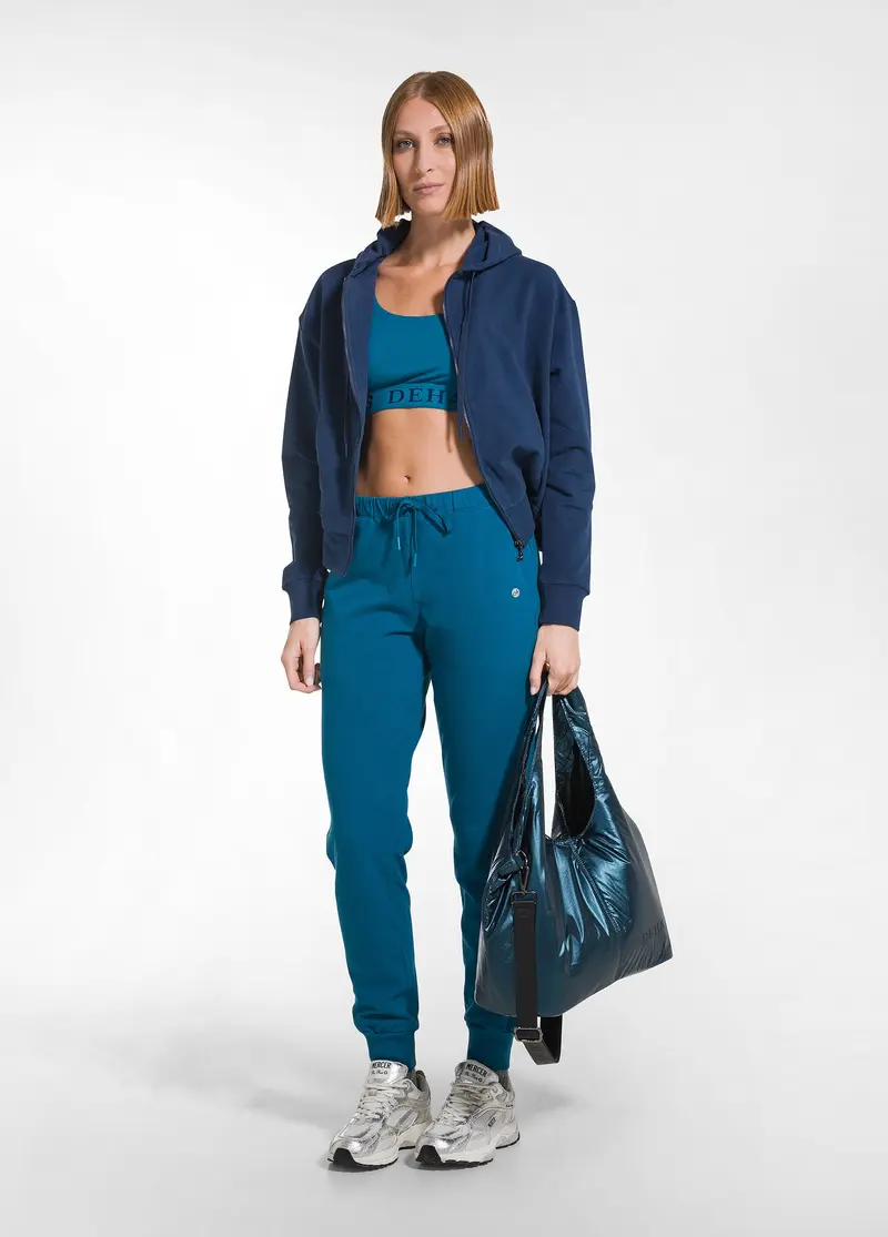 PANTALONE JOGGER IN COTONE STRETCH VERDE