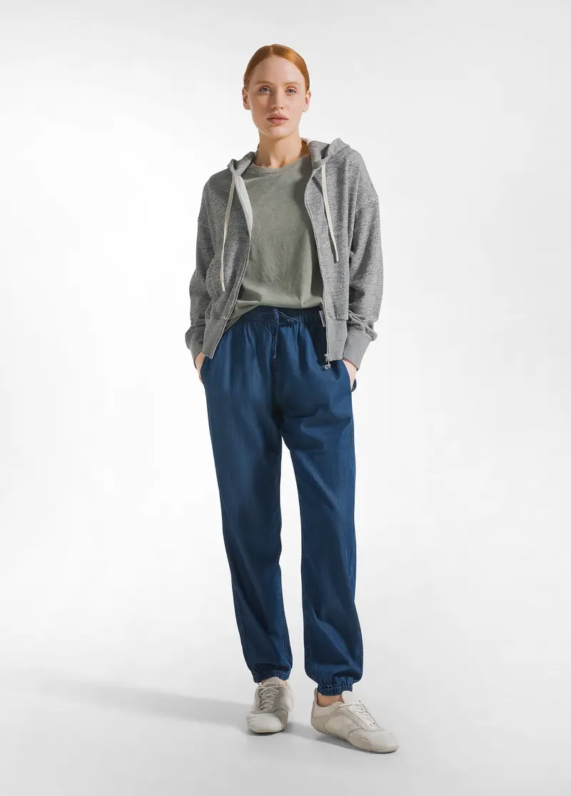 PANTALONE JOGGER IN DENIM LYOCELL BLU