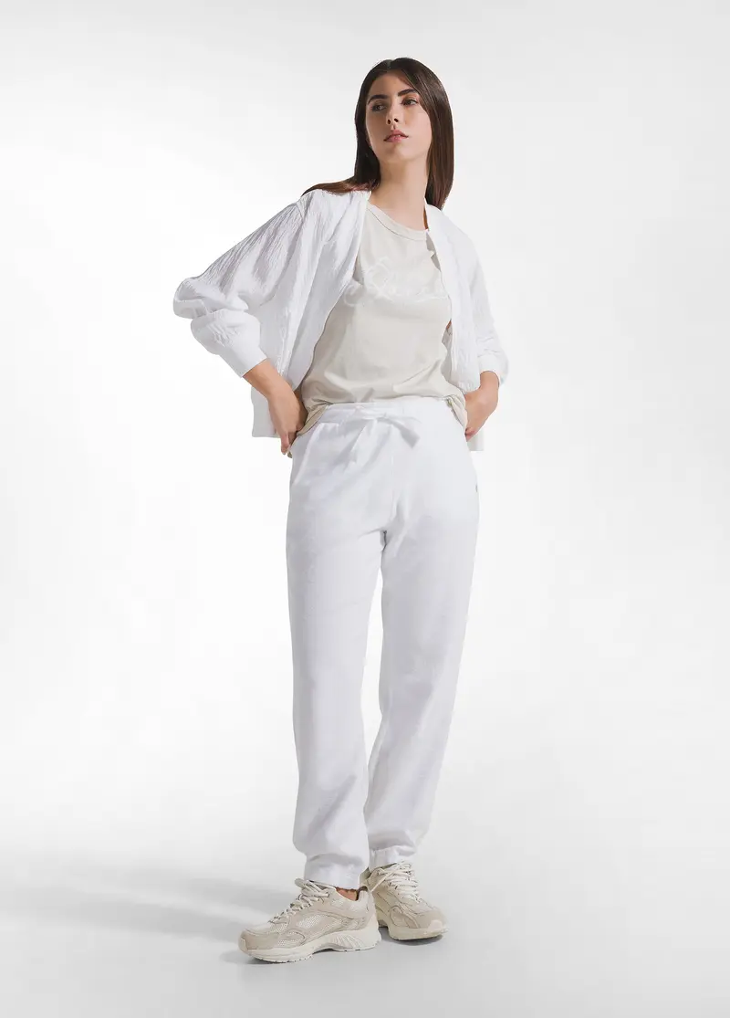 PANTALONE JOGGER IN FELPA FRENCH TERRY BIANCO