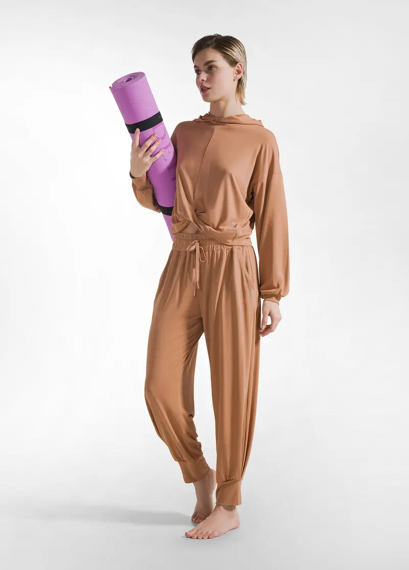 PANTALONE JOGGER IN JERSEY MODAL MARRONE