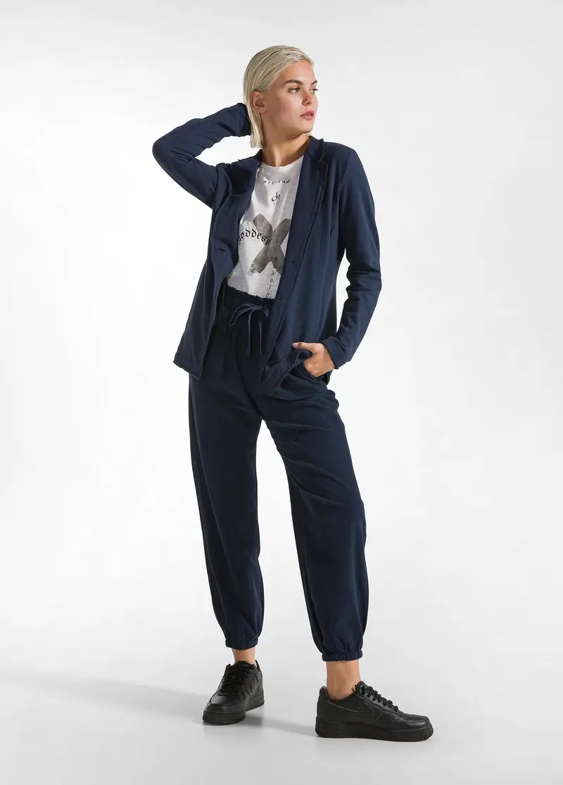 PANTALONE JOGGER IN VELLUTO LEGGERO BLU