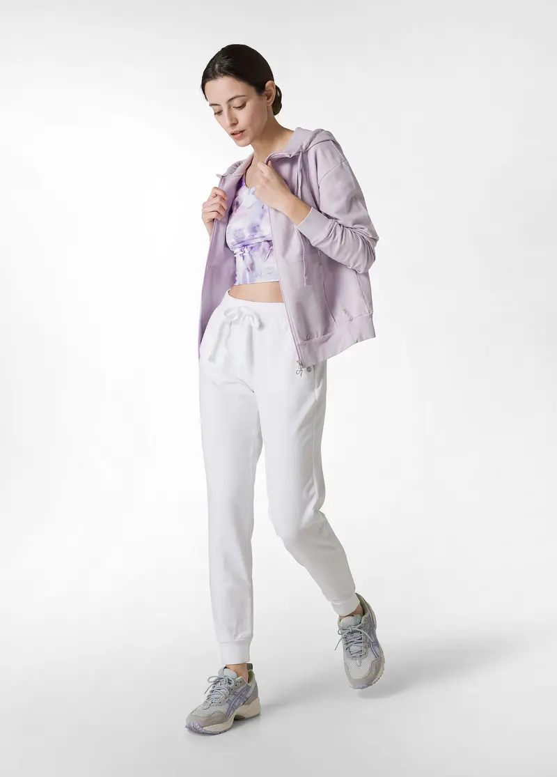 PANTALONE JOGGER LEGGERO CON POLSINO BIANCO