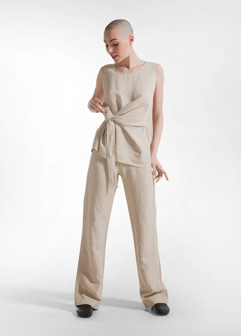 PANTALONE MISTO LINO E LYOCELL BEIGE