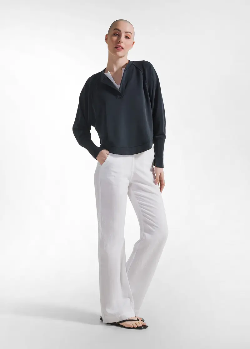 PANTALONE MISTO LINO E LYOCELL BIANCO