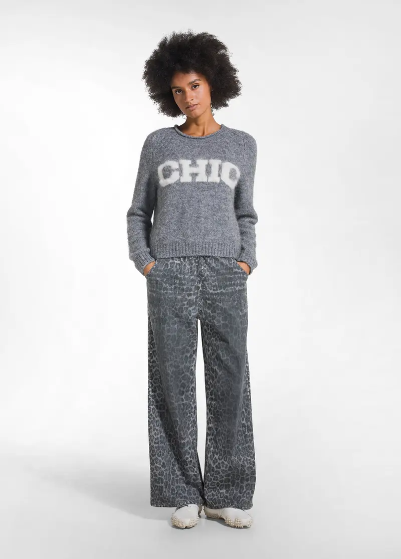 PANTALONE PALAZZO STAMPA ANIMALIER DENIM OTHER