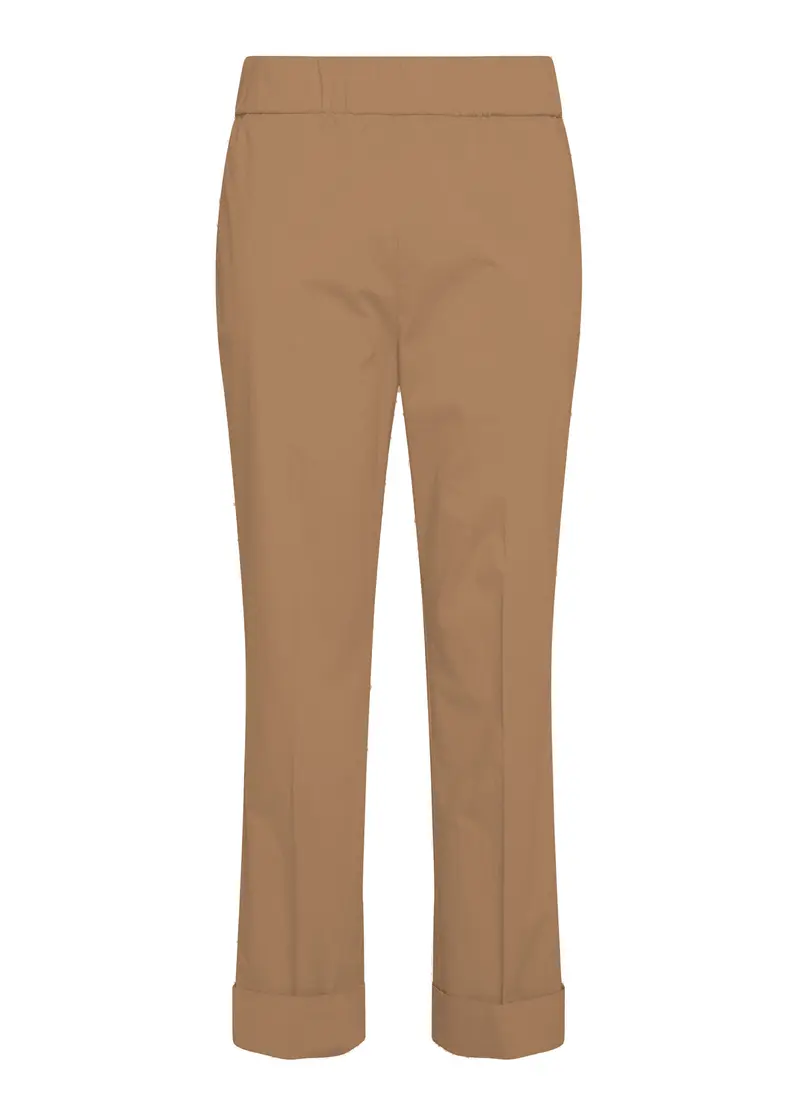 PANTALONE SIGARETTA POPELINE STRETCH MARRONE