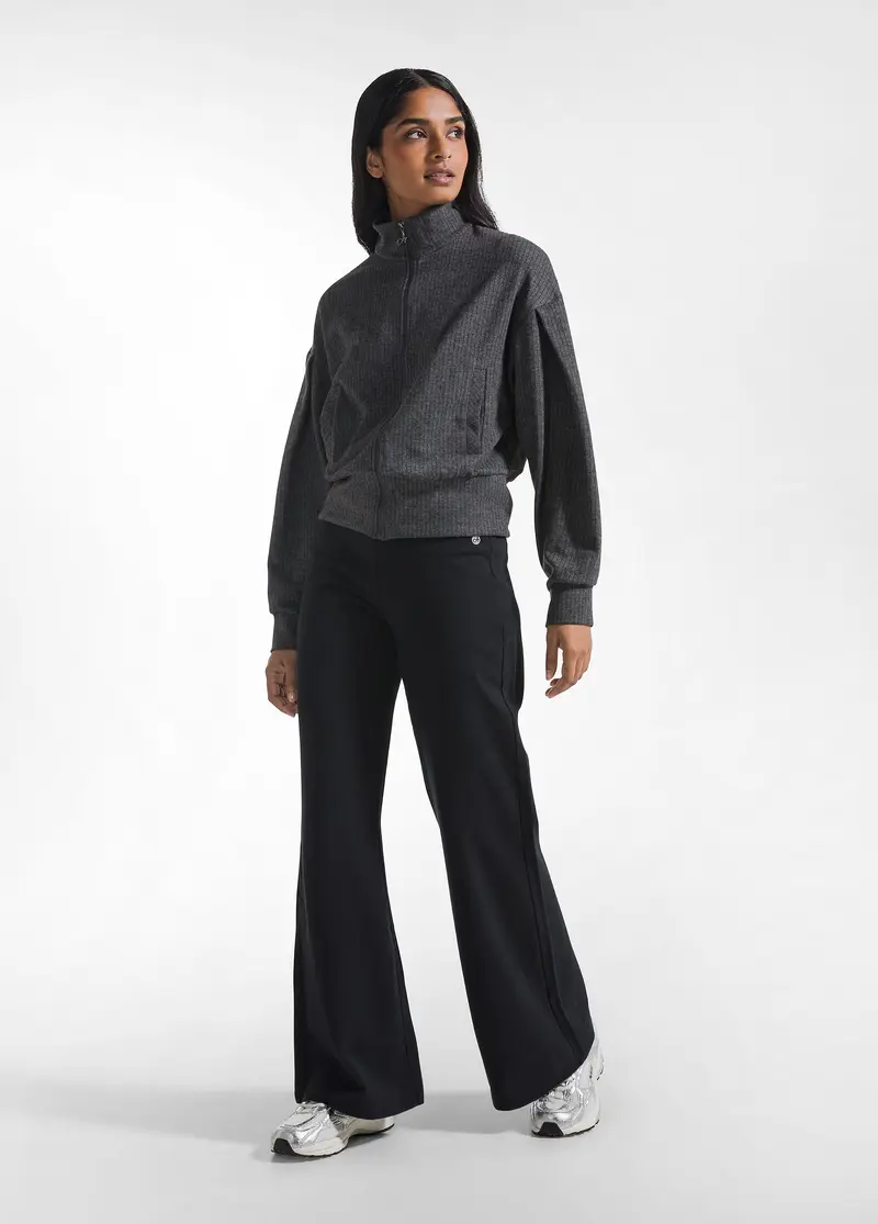 PANTALONI A GAMBA MORBIDA IN FELPINA STRETCH ORGANICA NERO