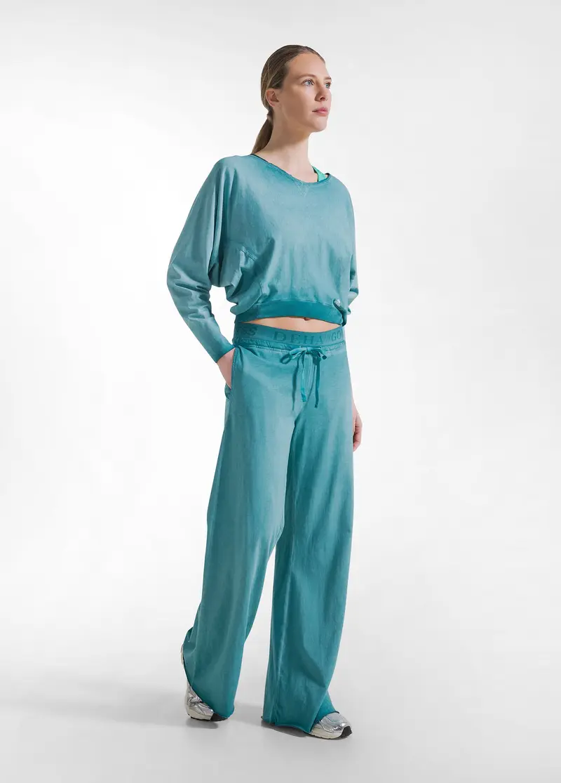 PANTALONI AMPI EFFETTO FADE VERDE