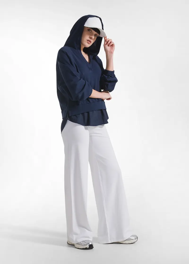 PANTALONI AMPI JERSEY STRETCH TINTA UNITA BIANCO