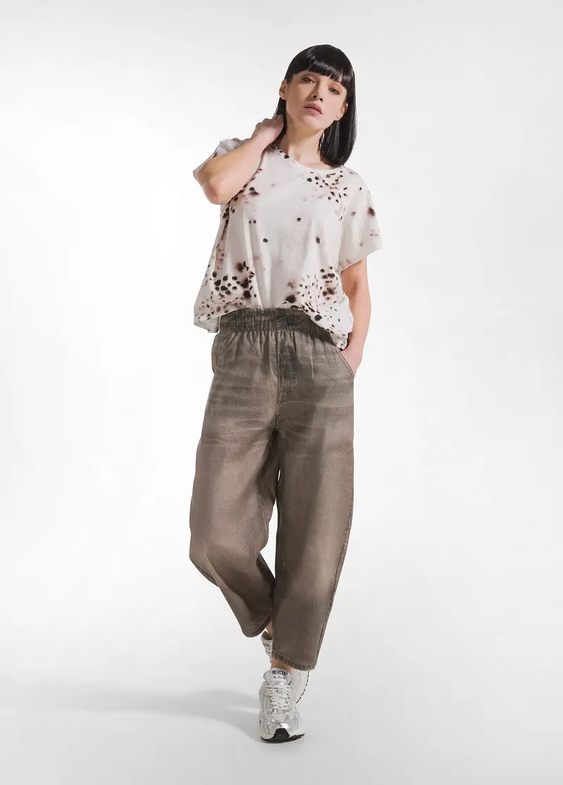 PANTALONI BALLOON DENIM EFFECT NERO