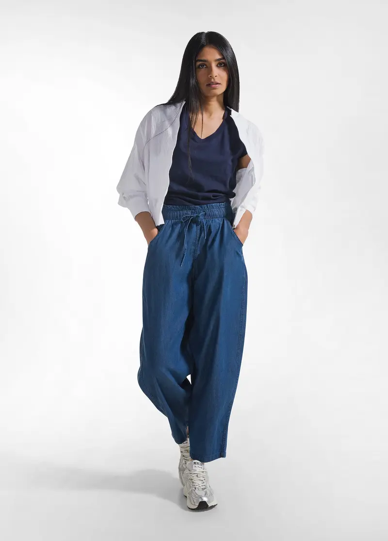 PANTALONI BALLOON IN DENIM LYOCELL BLU