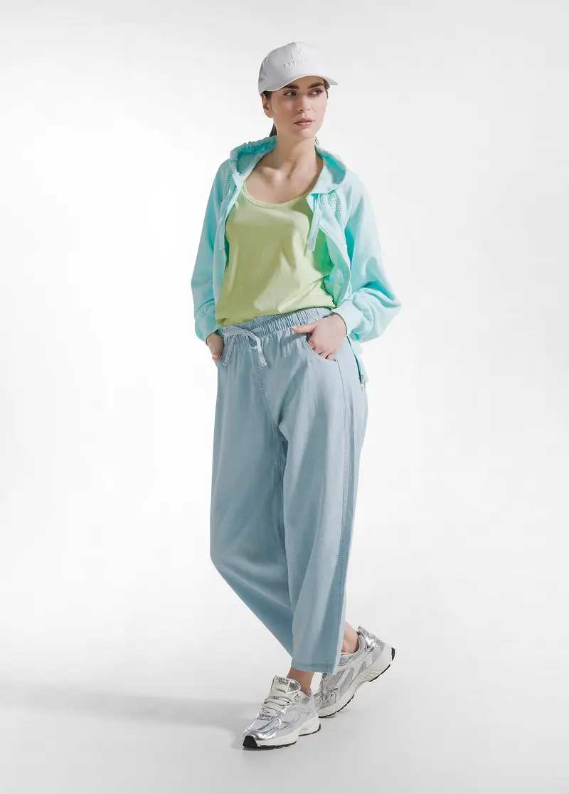 PANTALONI BALLOON IN DENIM LYOCELL BLU