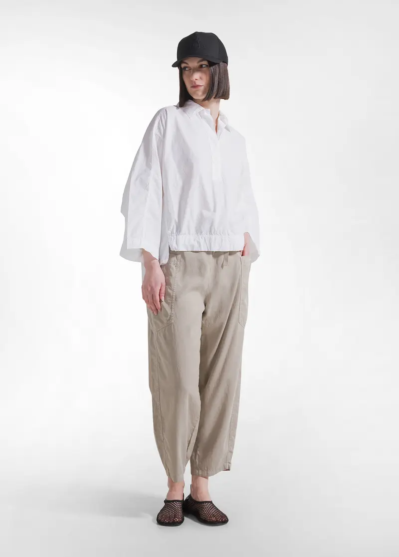 PANTALONI BALLOON IN TWILL DI LYOCELL BEIGE