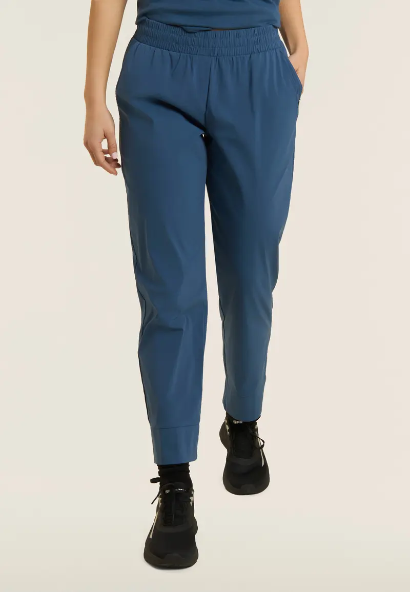 Pantaloni Cropped Fit a Carota in Popeline elasticizzato