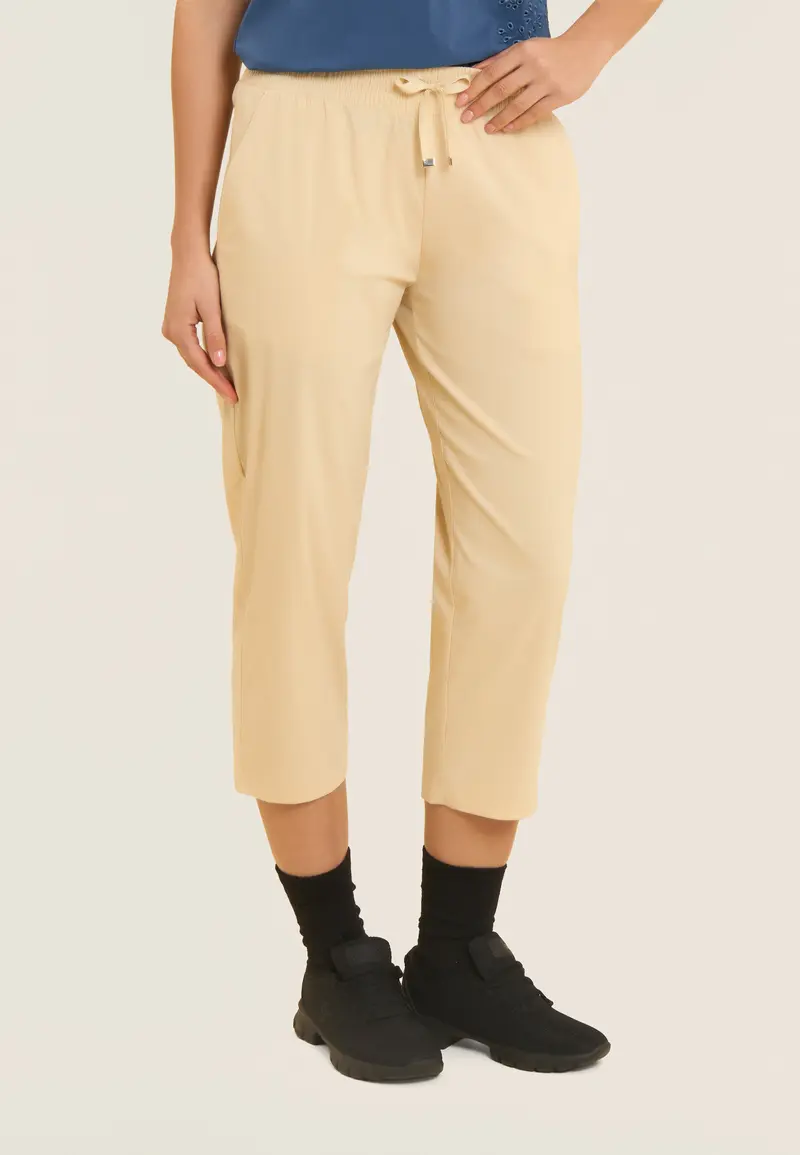 Pantaloni Cropped in Popeline elasticizzato