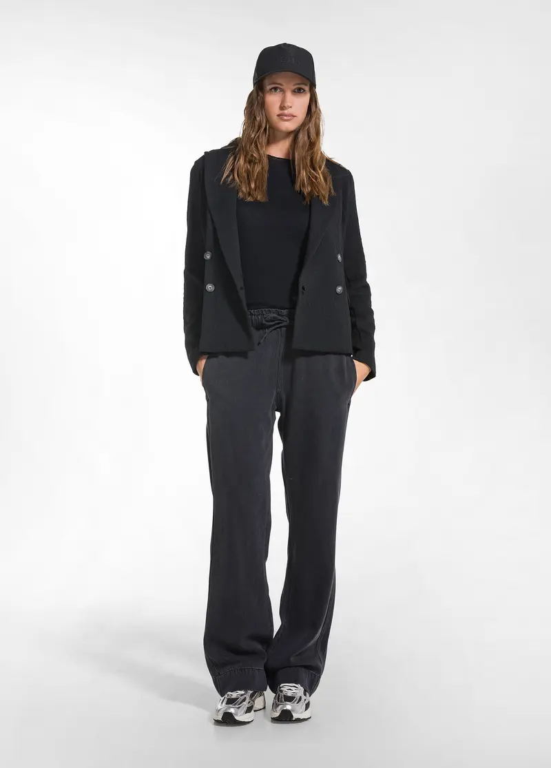 PANTALONI DENIM TENCEL GAMBA DRITTA NERO